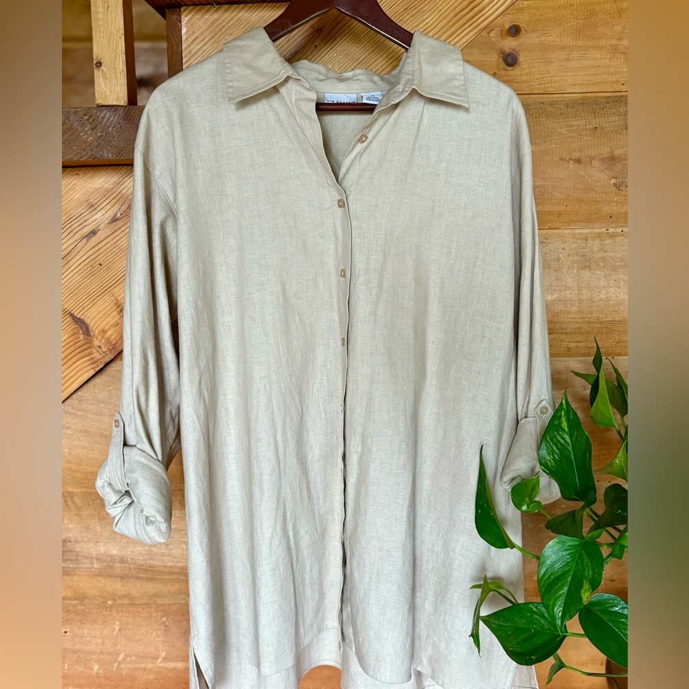 Linen Blend Button Down